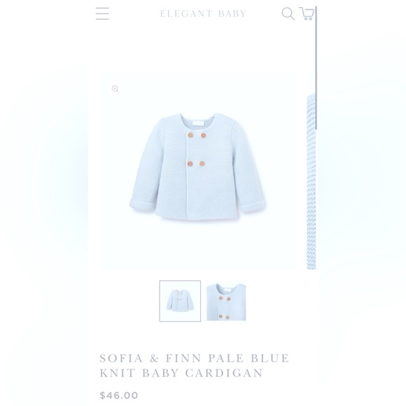SOFIA & FINN PALE BLUE KNIT BABY CARDIGAN - Picture 2 of 7